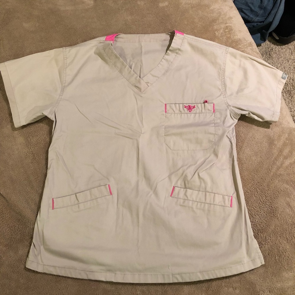 Khaki Med Couture Scrub Top